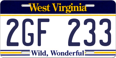 WV license plate 2GF233