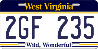 WV license plate 2GF235