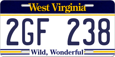 WV license plate 2GF238
