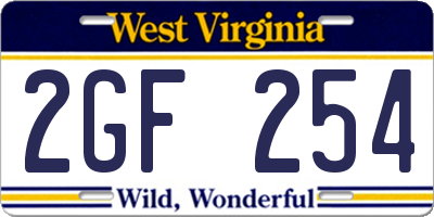 WV license plate 2GF254