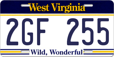 WV license plate 2GF255