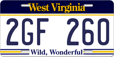 WV license plate 2GF260