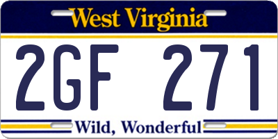 WV license plate 2GF271
