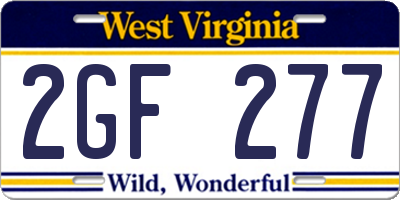 WV license plate 2GF277
