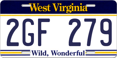 WV license plate 2GF279
