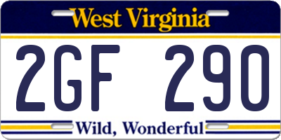 WV license plate 2GF290