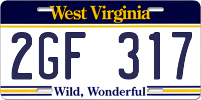WV license plate 2GF317