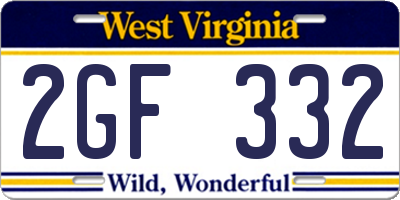 WV license plate 2GF332