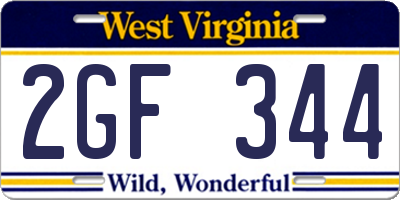 WV license plate 2GF344