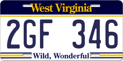 WV license plate 2GF346