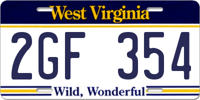 WV license plate 2GF354