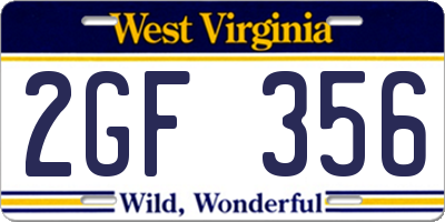WV license plate 2GF356