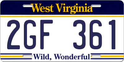 WV license plate 2GF361