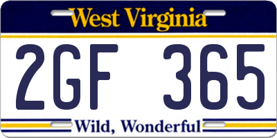 WV license plate 2GF365