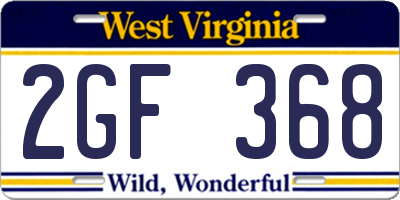 WV license plate 2GF368