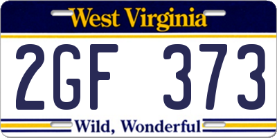 WV license plate 2GF373