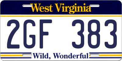 WV license plate 2GF383