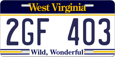 WV license plate 2GF403