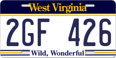 WV license plate 2GF426