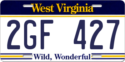 WV license plate 2GF427