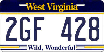 WV license plate 2GF428