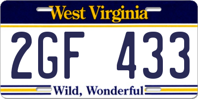 WV license plate 2GF433