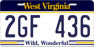 WV license plate 2GF436