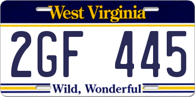 WV license plate 2GF445
