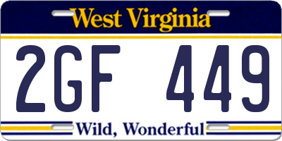 WV license plate 2GF449