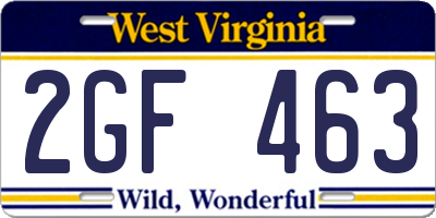WV license plate 2GF463