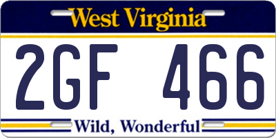 WV license plate 2GF466