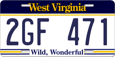 WV license plate 2GF471