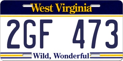 WV license plate 2GF473