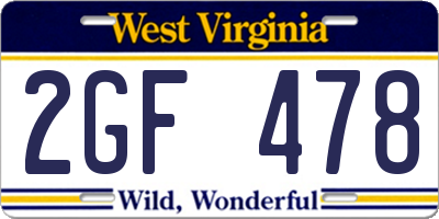 WV license plate 2GF478