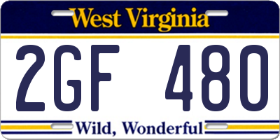 WV license plate 2GF480