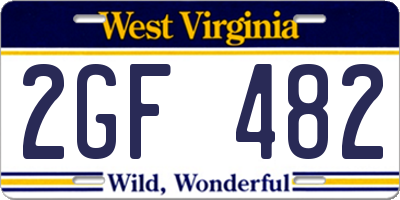 WV license plate 2GF482