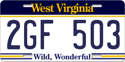 WV license plate 2GF503