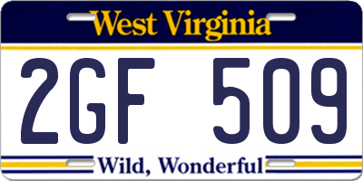 WV license plate 2GF509