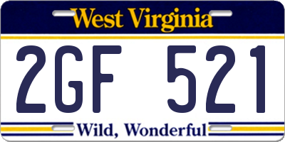 WV license plate 2GF521