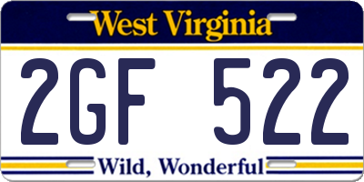 WV license plate 2GF522