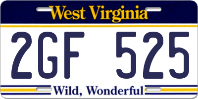 WV license plate 2GF525
