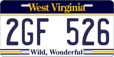 WV license plate 2GF526