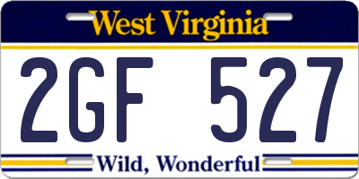 WV license plate 2GF527