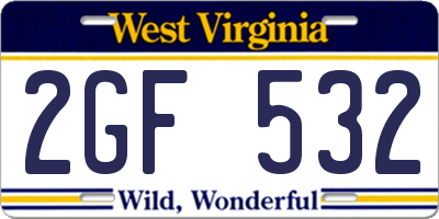 WV license plate 2GF532