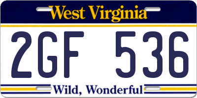 WV license plate 2GF536