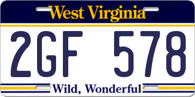WV license plate 2GF578