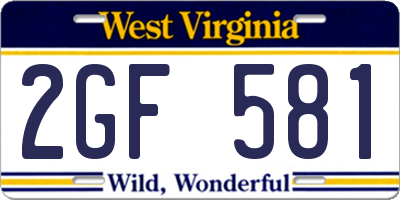 WV license plate 2GF581