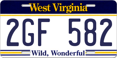WV license plate 2GF582