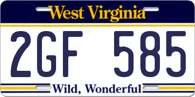 WV license plate 2GF585