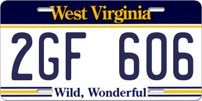 WV license plate 2GF606